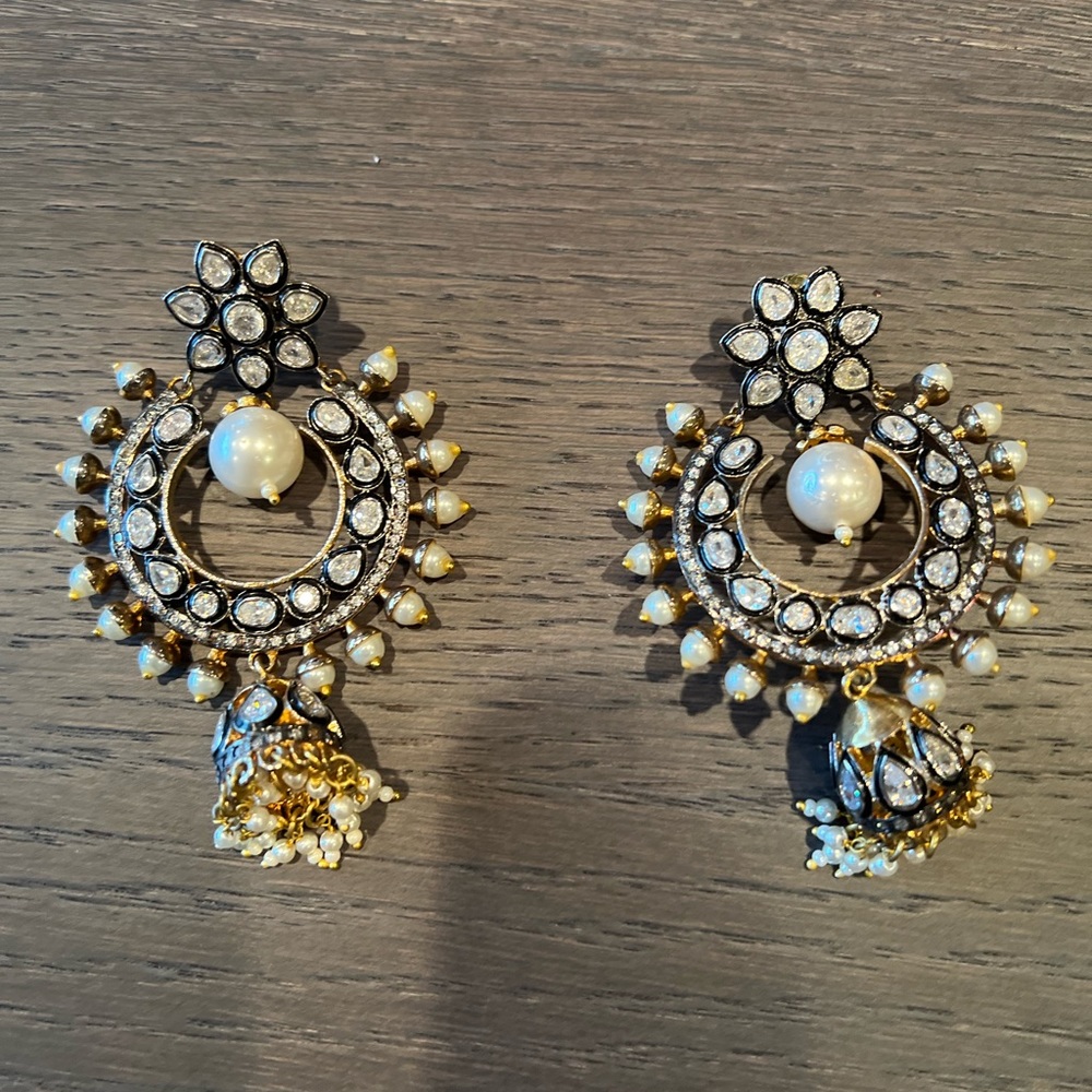 ReeMat Designs Pearl Diamond Earrings